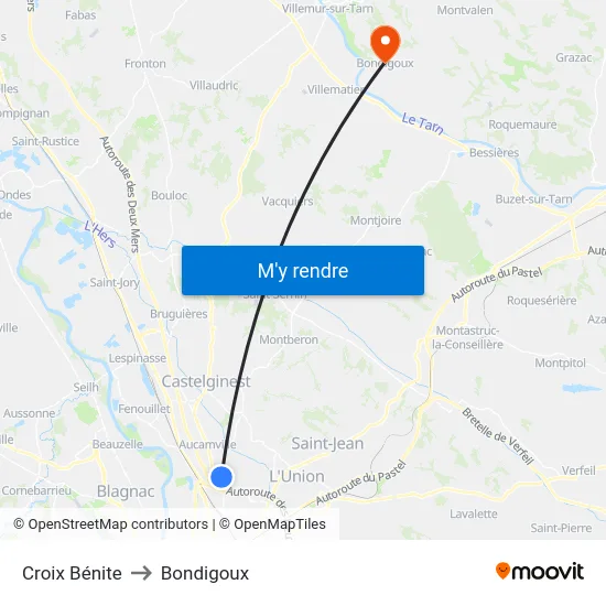 Croix Bénite to Bondigoux map