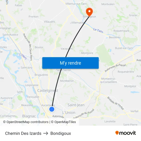 Chemin Des Izards to Bondigoux map