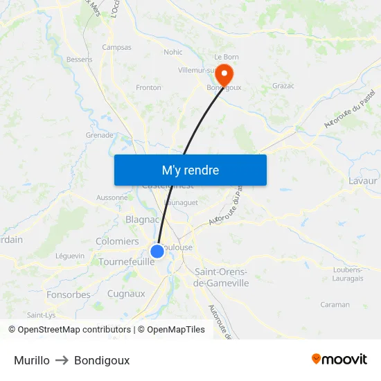 Murillo to Bondigoux map