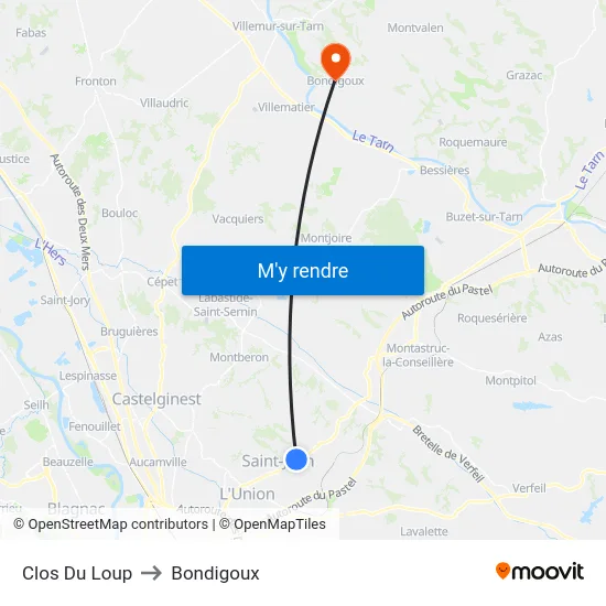 Clos Du Loup to Bondigoux map