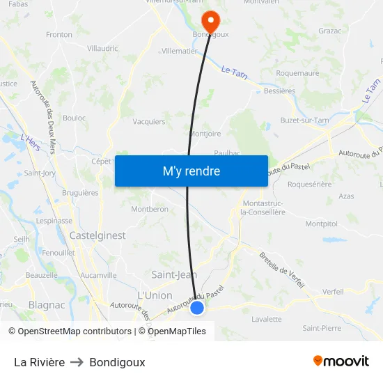 La Rivière to Bondigoux map