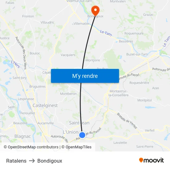 Ratalens to Bondigoux map