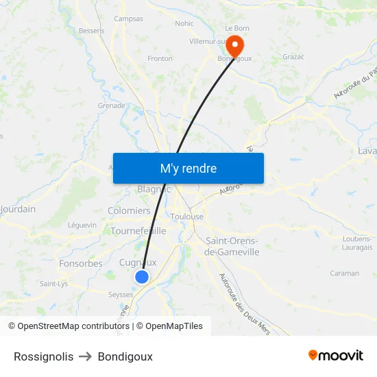 Rossignolis to Bondigoux map