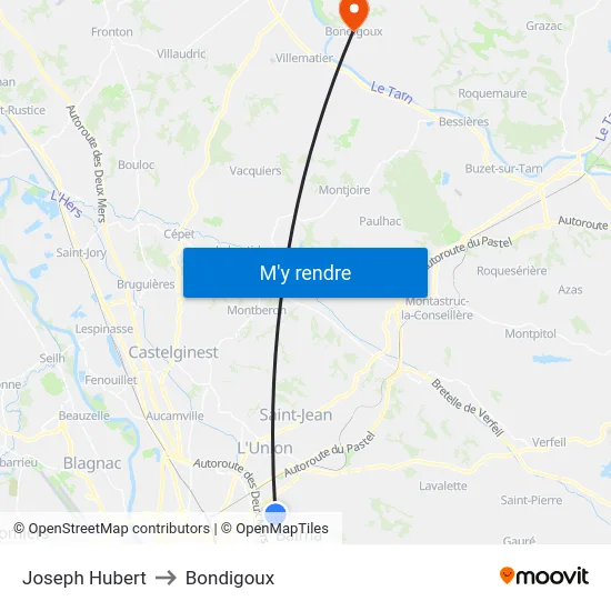 Joseph Hubert to Bondigoux map