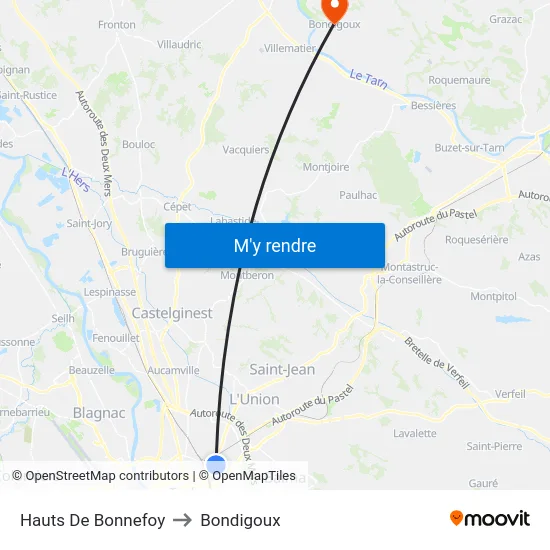 Hauts De Bonnefoy to Bondigoux map