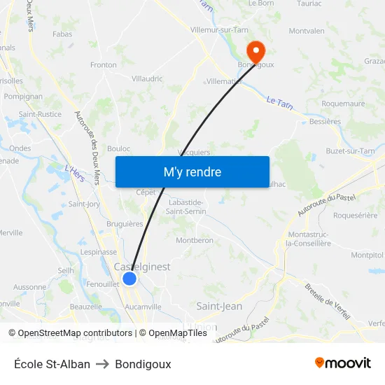 École St-Alban to Bondigoux map