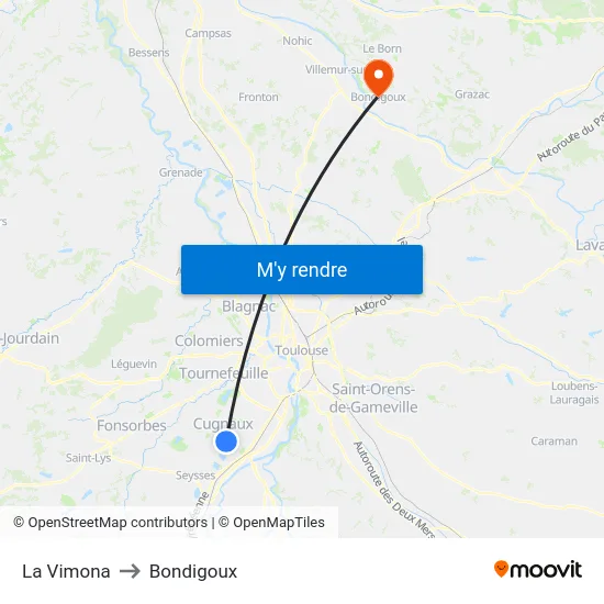 La Vimona to Bondigoux map