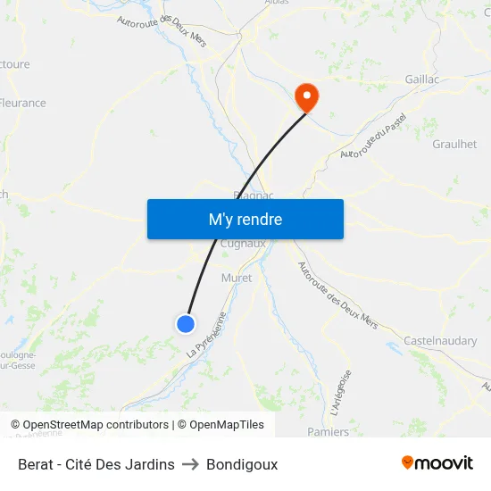 Berat - Cité Des Jardins to Bondigoux map