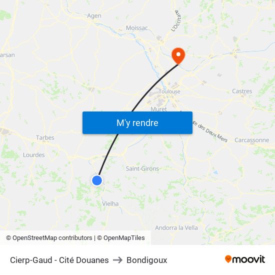 Cierp-Gaud - Cité Douanes to Bondigoux map