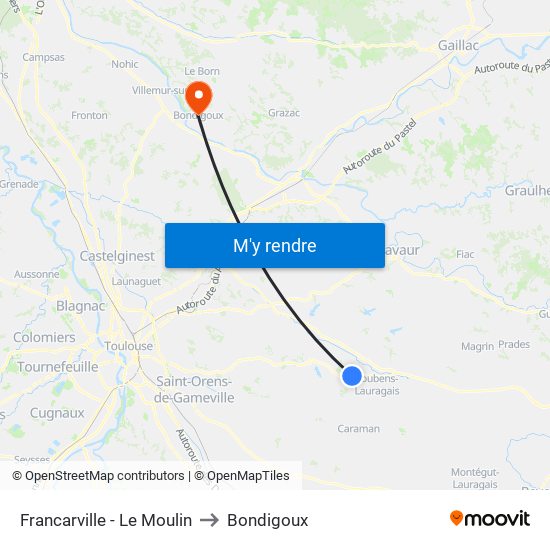 Francarville - Le Moulin to Bondigoux map