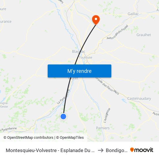 Montesquieu-Volvestre - Esplanade Du Nord to Bondigoux map