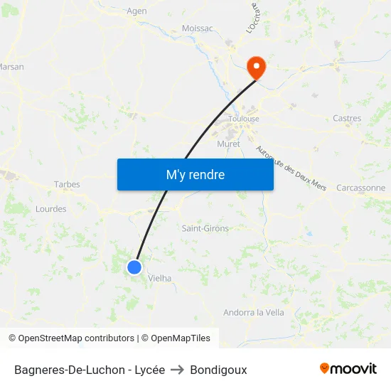 Bagneres-De-Luchon - Lycée to Bondigoux map