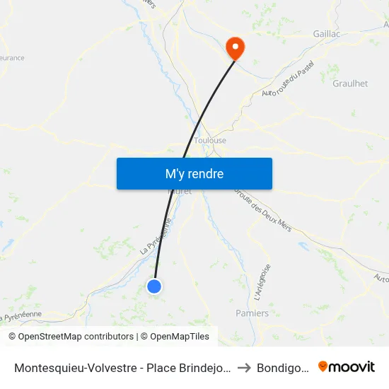 Montesquieu-Volvestre - Place Brindejonc to Bondigoux map