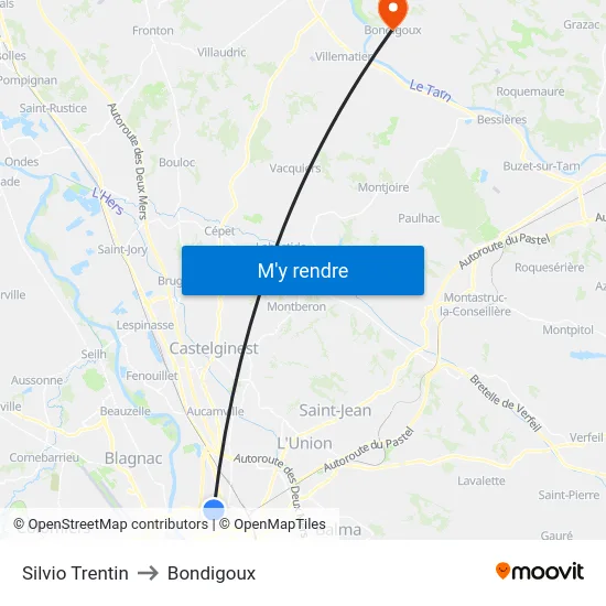 Silvio Trentin to Bondigoux map