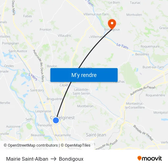 Mairie Saint-Alban to Bondigoux map
