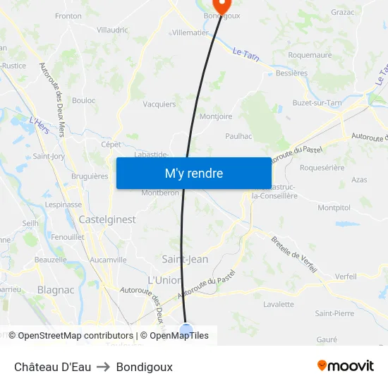 Château D'Eau to Bondigoux map