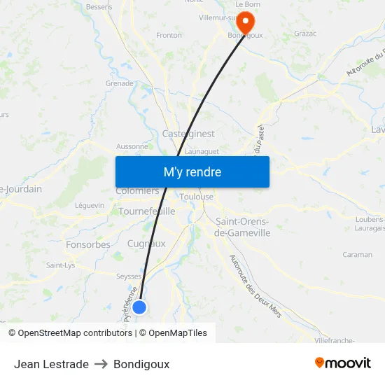 Jean Lestrade to Bondigoux map