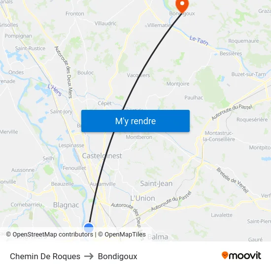 Chemin De Roques to Bondigoux map