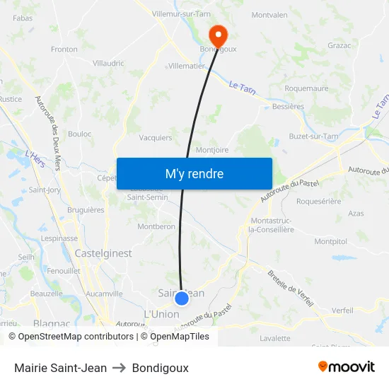 Mairie Saint-Jean to Bondigoux map