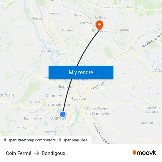 Coin Fermé to Bondigoux map