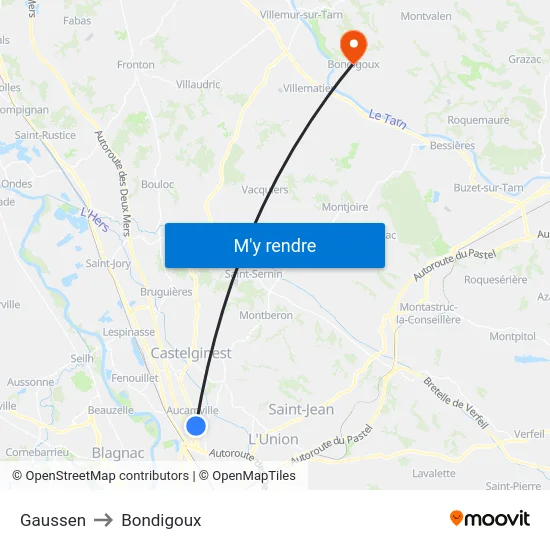 Gaussen to Bondigoux map