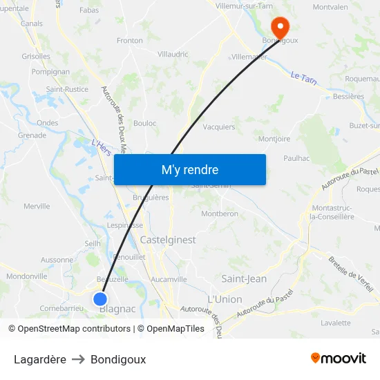 Lagardère to Bondigoux map