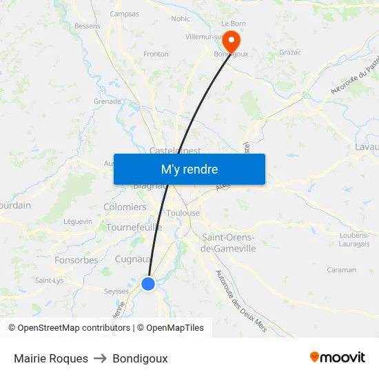 Mairie Roques to Bondigoux map
