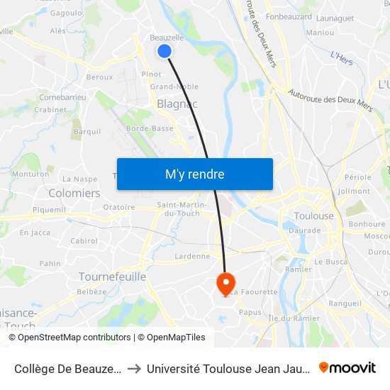 Collège De Beauzelle to Université Toulouse Jean Jaurès map