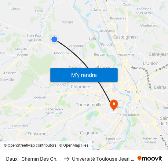 Daux - Chemin Des Châteaux to Université Toulouse Jean Jaurès map