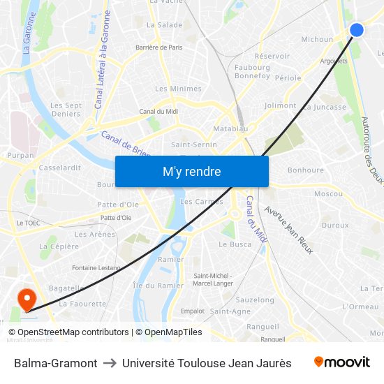 Balma-Gramont to Université Toulouse Jean Jaurès map