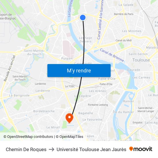 Chemin De Roques to Université Toulouse Jean Jaurès map