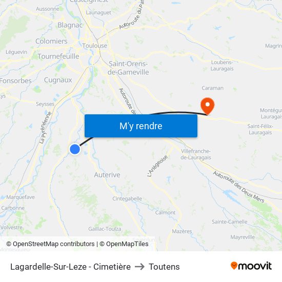 Lagardelle-Sur-Leze - Cimetière to Toutens map