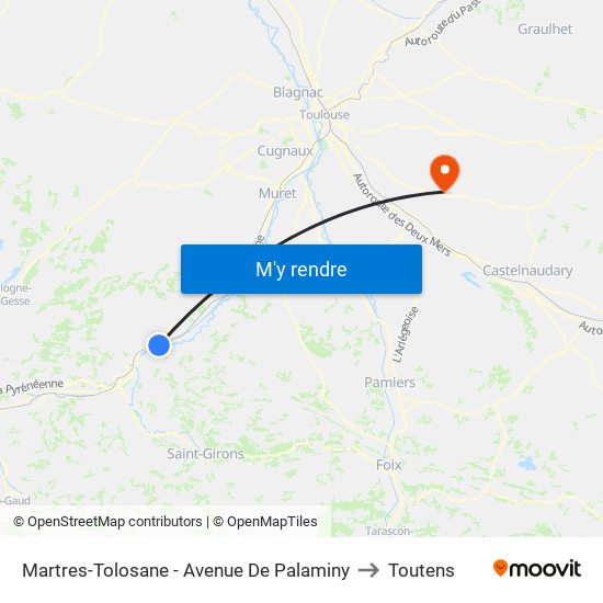 Martres-Tolosane - Avenue De Palaminy to Toutens map