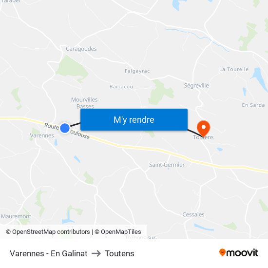 Varennes - En Galinat to Toutens map