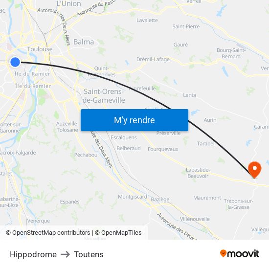 Hippodrome to Toutens map
