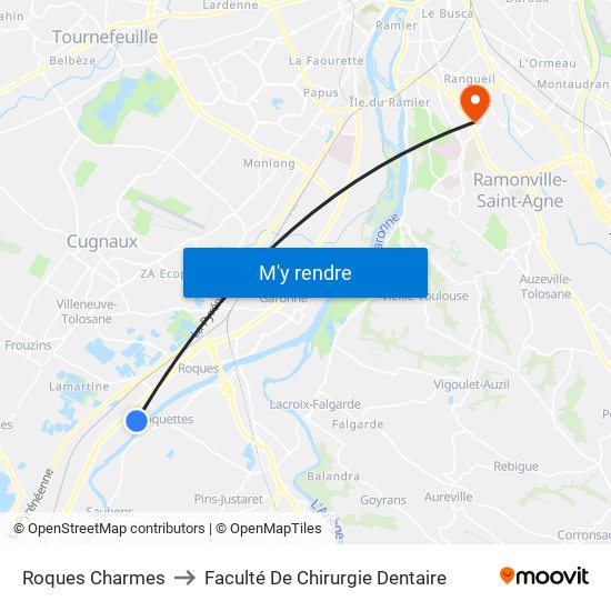 Roques Charmes to Faculté De Chirurgie Dentaire map