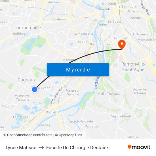 Lycée Matisse to Faculté De Chirurgie Dentaire map