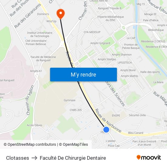 Clotasses to Faculté De Chirurgie Dentaire map