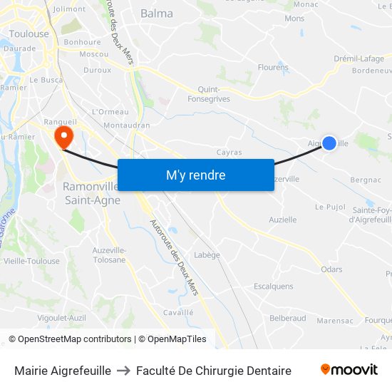 Mairie Aigrefeuille to Faculté De Chirurgie Dentaire map