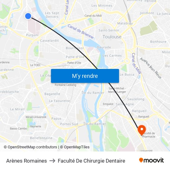 Arènes Romaines to Faculté De Chirurgie Dentaire map