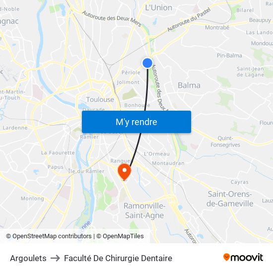 Argoulets to Faculté De Chirurgie Dentaire map