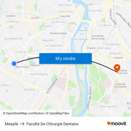 Mesplé to Faculté De Chirurgie Dentaire map