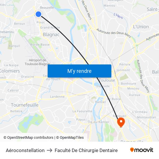 Aéroconstellation to Faculté De Chirurgie Dentaire map