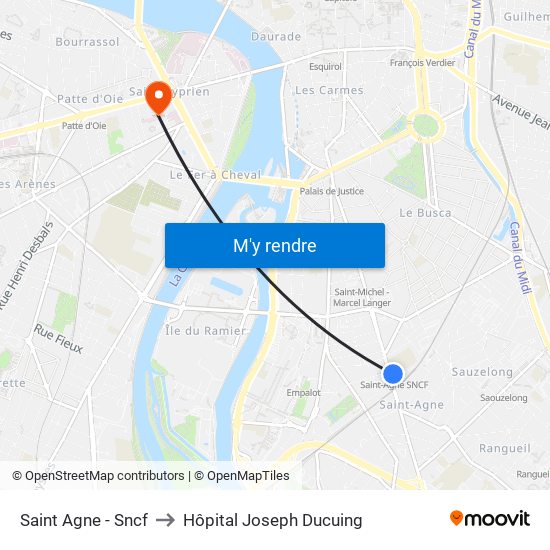 Saint Agne - Sncf to Hôpital Joseph Ducuing map