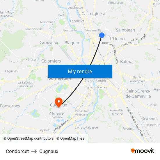 Condorcet to Cugnaux map