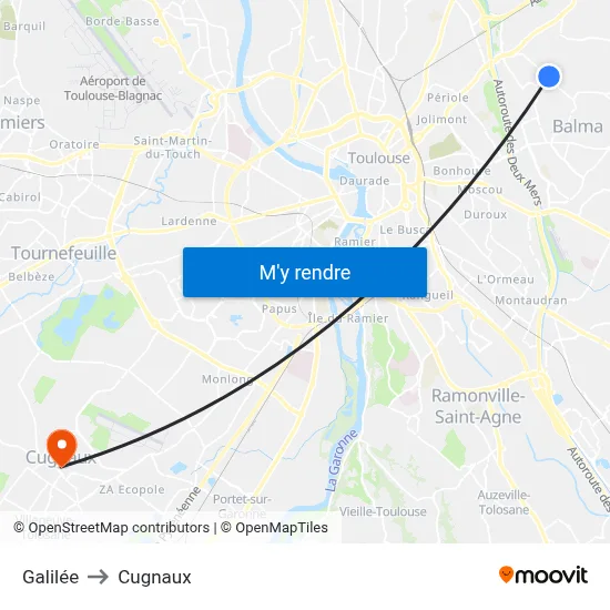Galilée to Cugnaux map