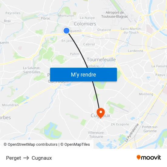 Perget to Cugnaux map