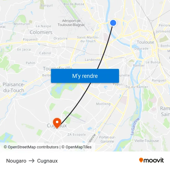 Nougaro to Cugnaux map