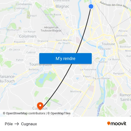 Pôle to Cugnaux map