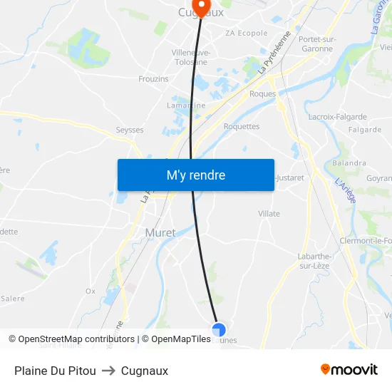 Plaine Du Pitou to Cugnaux map